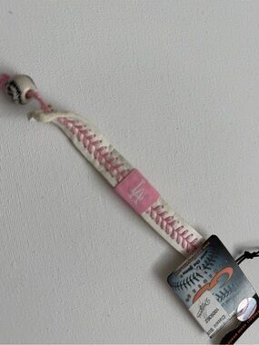 DODGERS PINK LEATHER BRACELET Rawlings Pink & White Baseball Stitch LA Bracelet